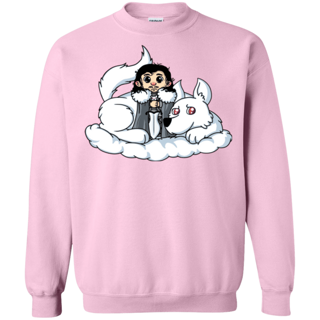 Sweatshirts Light Pink / Small Cute Jon Snow and  Ghost Crewneck Sweatshirt