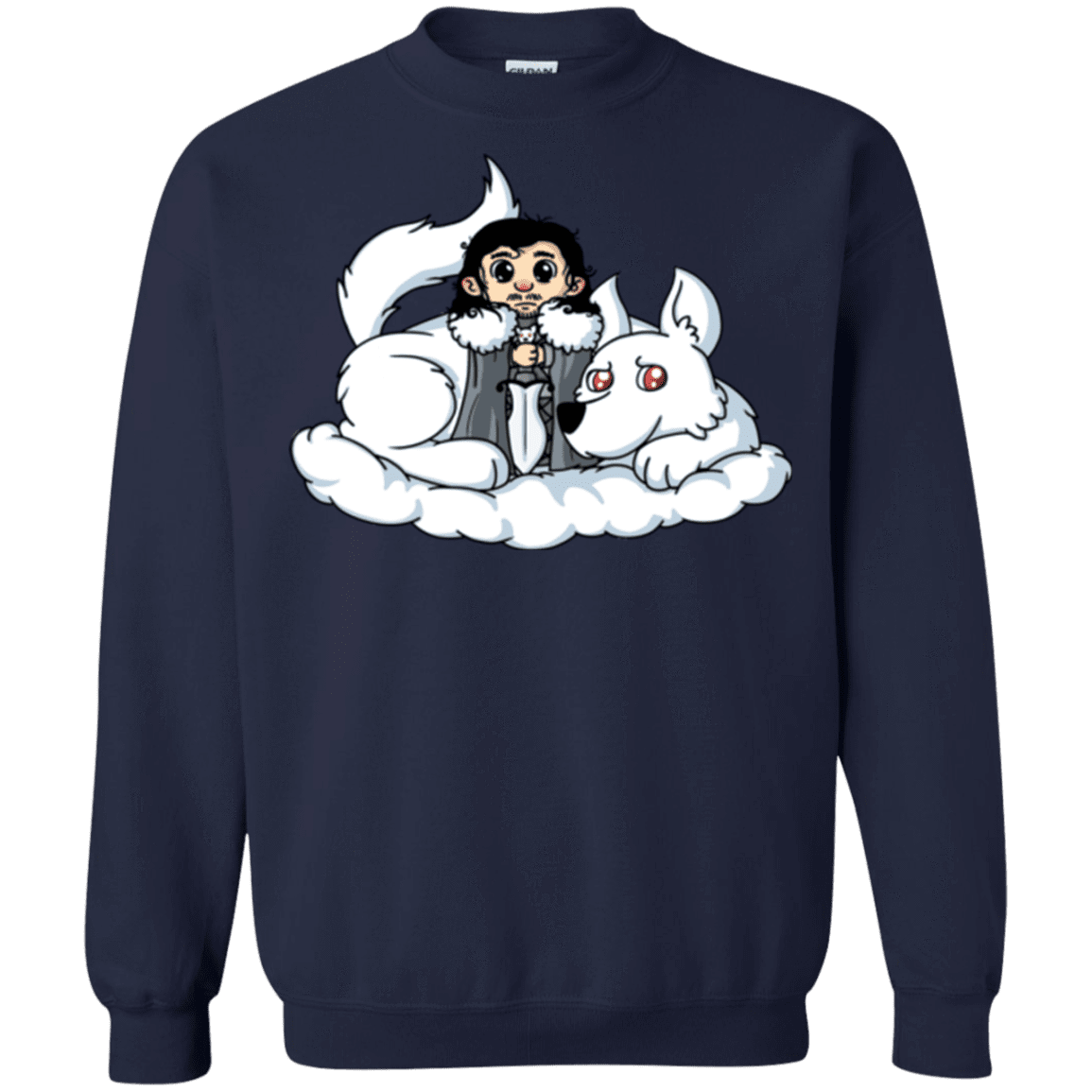 Sweatshirts Navy / Small Cute Jon Snow and  Ghost Crewneck Sweatshirt