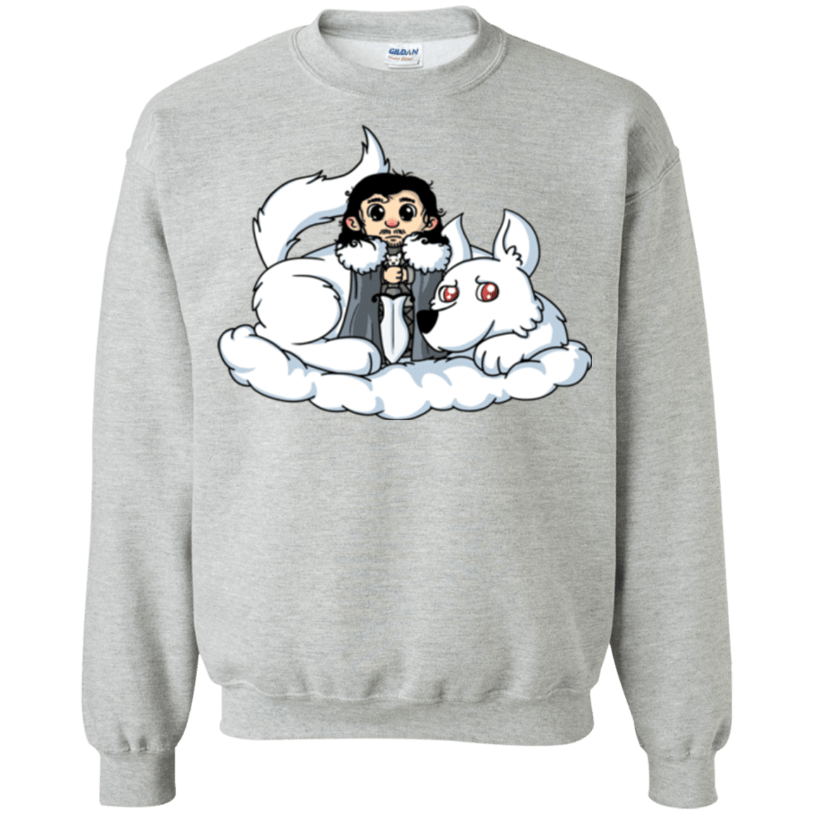 Sweatshirts Sport Grey / Small Cute Jon Snow and  Ghost Crewneck Sweatshirt