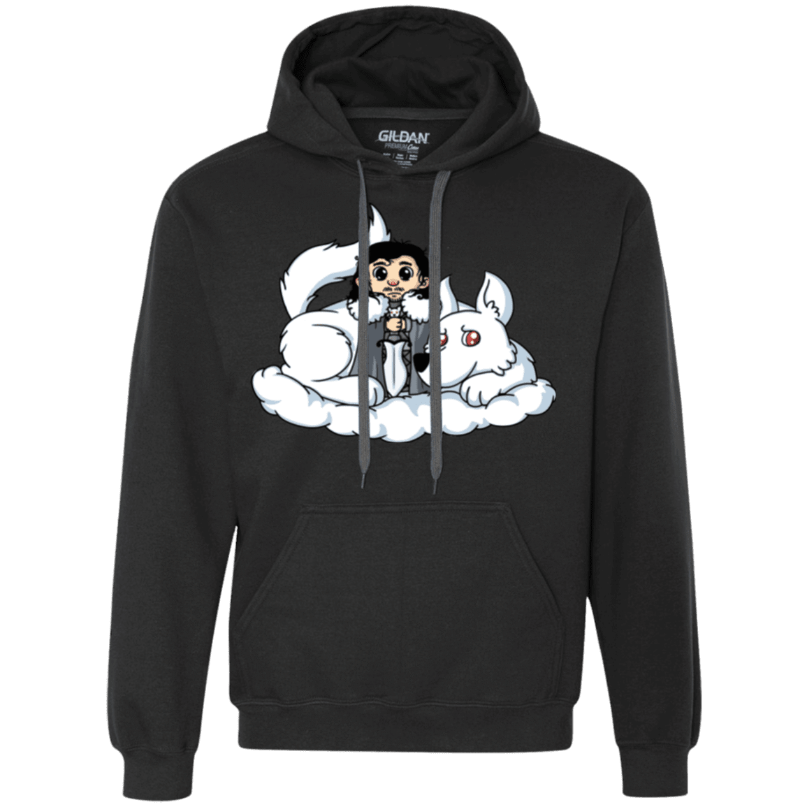 Sweatshirts Black / Small Cute Jon Snow and  Ghost Premium Fleece Hoodie