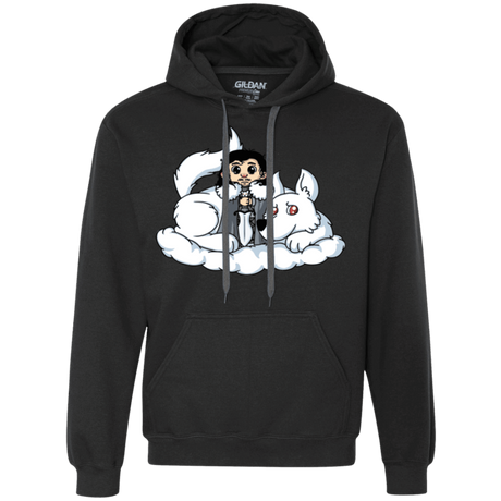 Sweatshirts Black / Small Cute Jon Snow and  Ghost Premium Fleece Hoodie