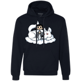 Sweatshirts Navy / Small Cute Jon Snow and  Ghost Premium Fleece Hoodie
