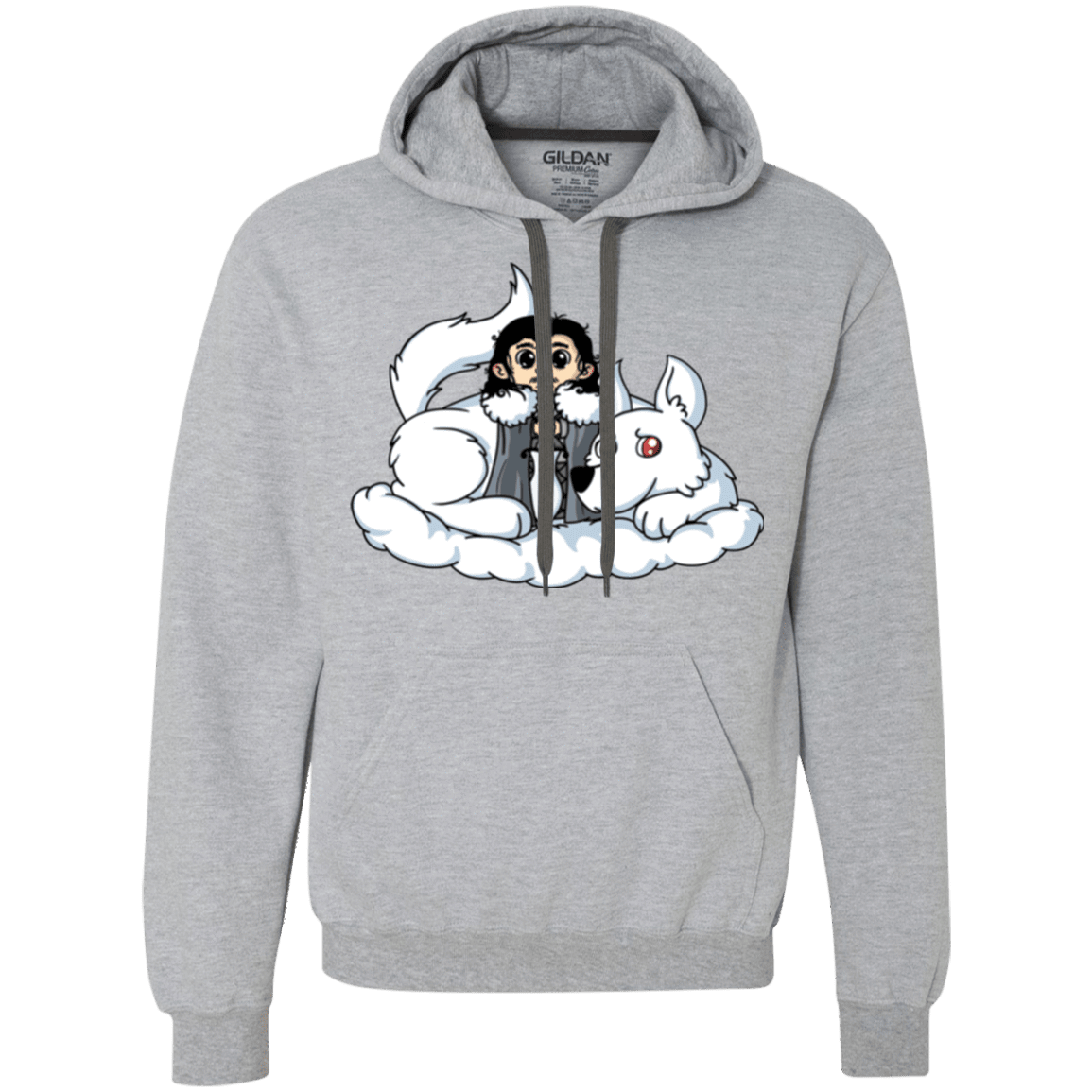 Sweatshirts Sport Grey / Small Cute Jon Snow and  Ghost Premium Fleece Hoodie