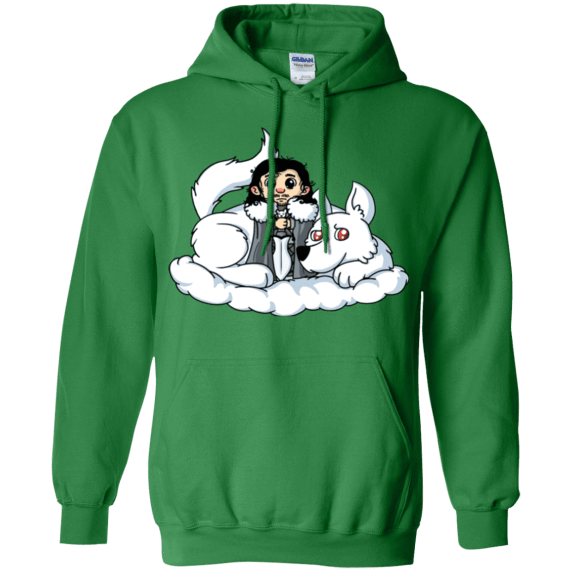 Sweatshirts Irish Green / Small Cute Jon Snow and  Ghost Pullover Hoodie