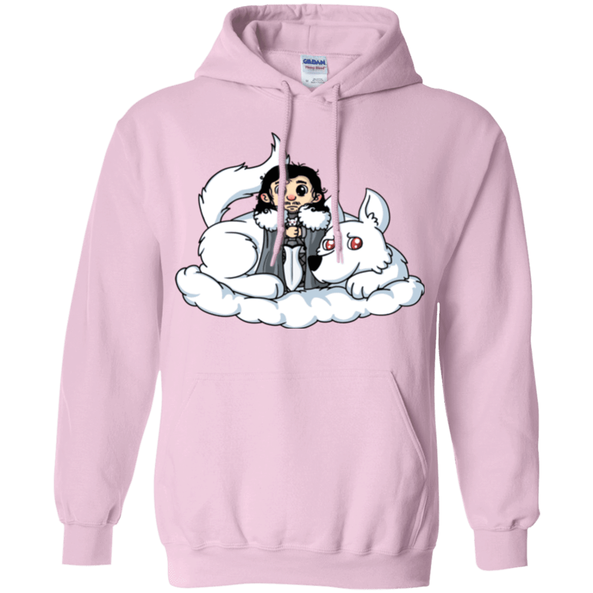 Sweatshirts Light Pink / Small Cute Jon Snow and  Ghost Pullover Hoodie