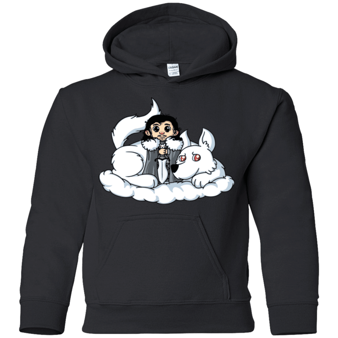 Sweatshirts Black / YS Cute Jon Snow and  Ghost Youth Hoodie