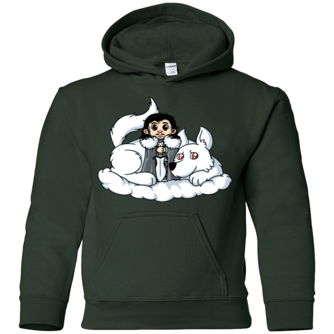 Sweatshirts Forest Green / YS Cute Jon Snow and  Ghost Youth Hoodie