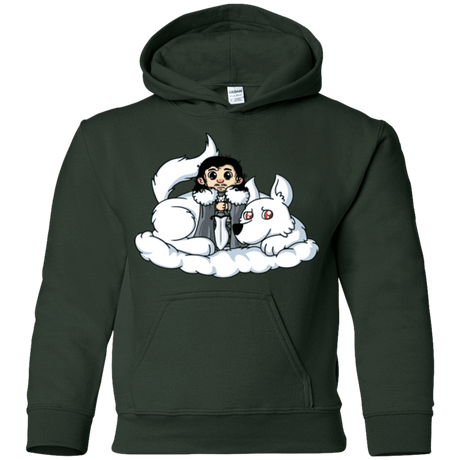 Sweatshirts Forest Green / YS Cute Jon Snow and  Ghost Youth Hoodie