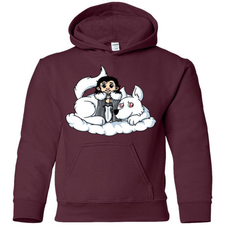 Sweatshirts Maroon / YS Cute Jon Snow and  Ghost Youth Hoodie
