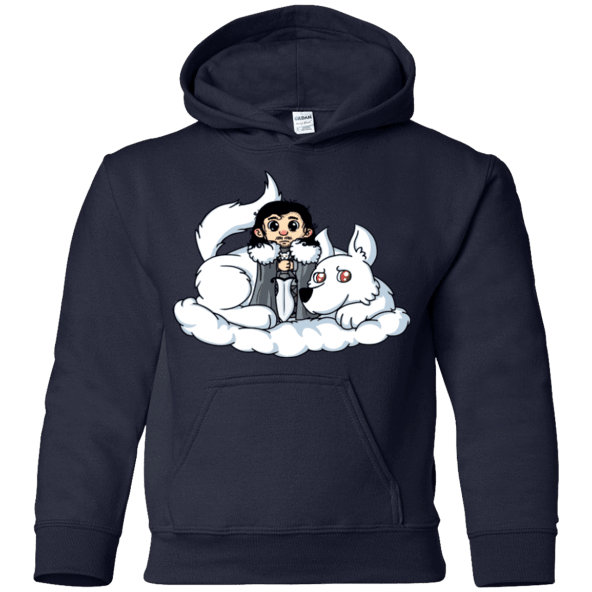 Sweatshirts Navy / YS Cute Jon Snow and  Ghost Youth Hoodie