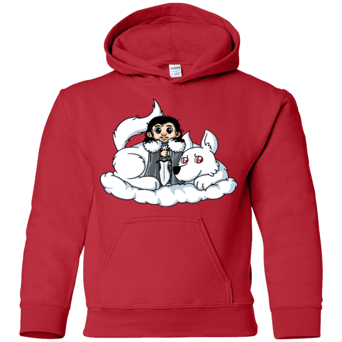 Sweatshirts Red / YS Cute Jon Snow and  Ghost Youth Hoodie
