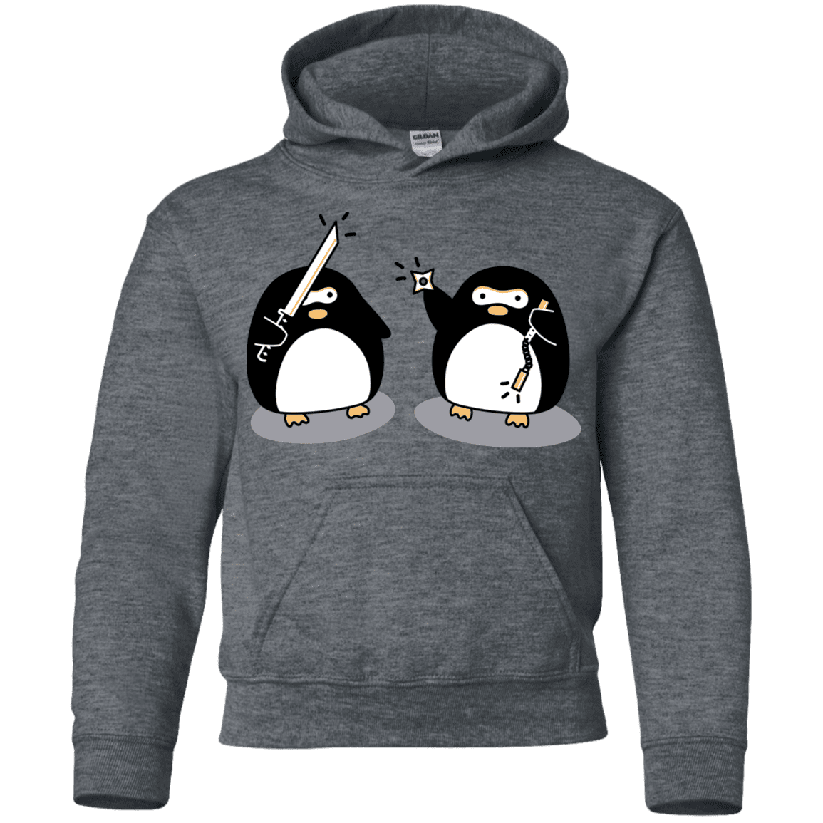 Sweatshirts Dark Heather / YS Cute Ninja Penguins Youth Hoodie