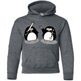 Sweatshirts Dark Heather / YS Cute Ninja Penguins Youth Hoodie