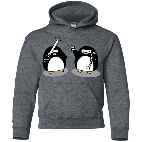 Sweatshirts Dark Heather / YS Cute Ninja Penguins Youth Hoodie