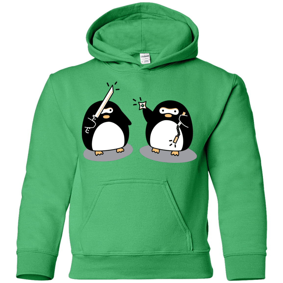 Sweatshirts Irish Green / YS Cute Ninja Penguins Youth Hoodie