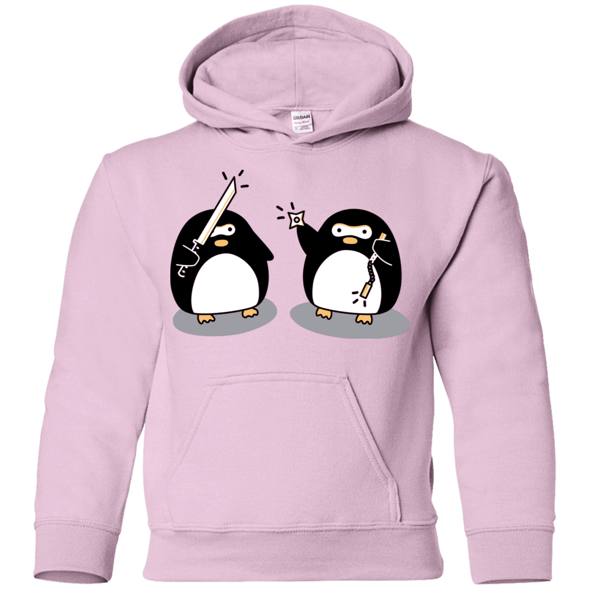 Sweatshirts Light Pink / YS Cute Ninja Penguins Youth Hoodie