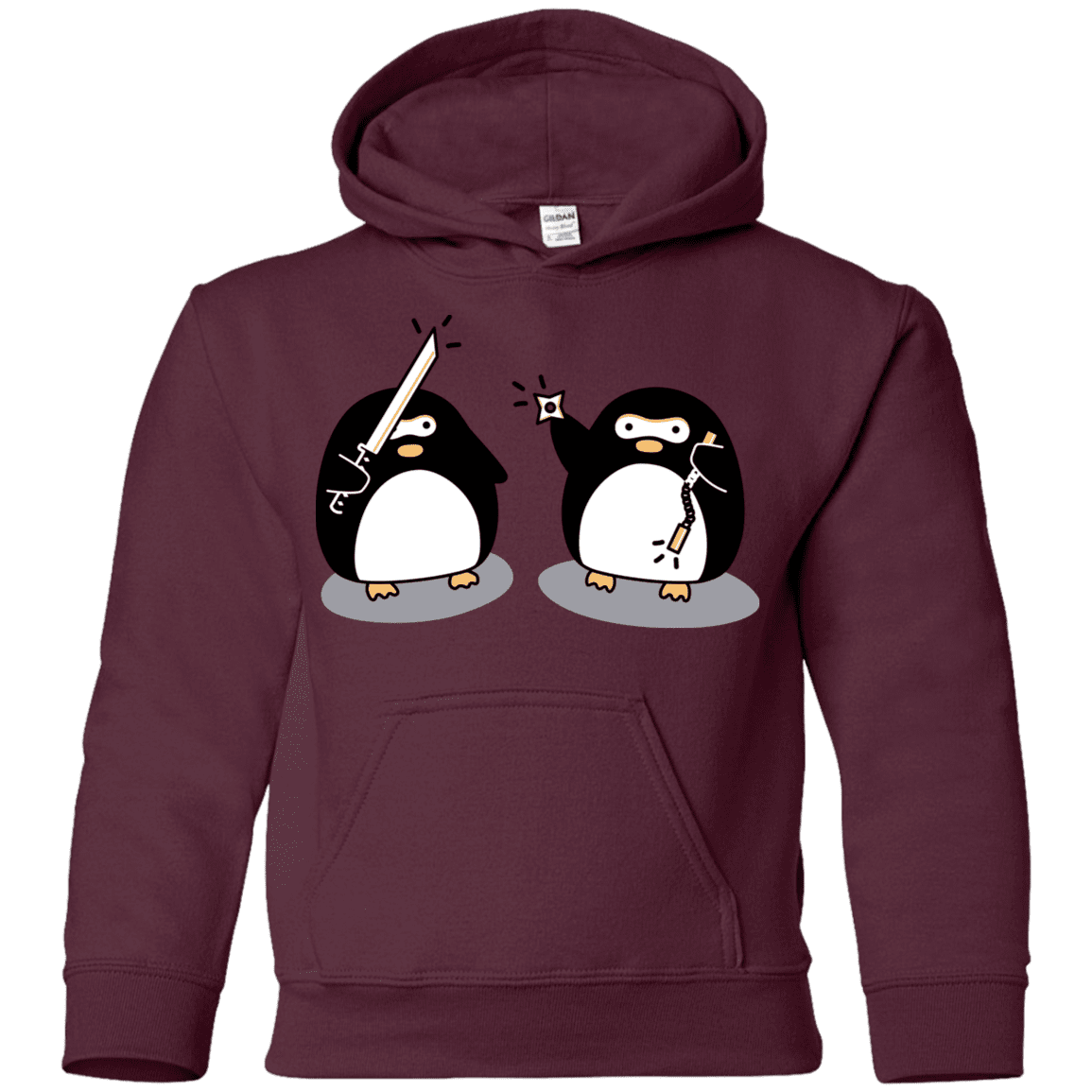 Sweatshirts Maroon / YS Cute Ninja Penguins Youth Hoodie