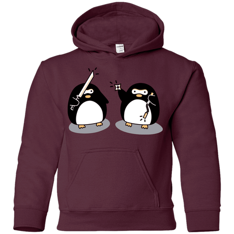 Sweatshirts Maroon / YS Cute Ninja Penguins Youth Hoodie