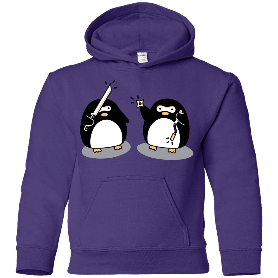 Sweatshirts Purple / YS Cute Ninja Penguins Youth Hoodie