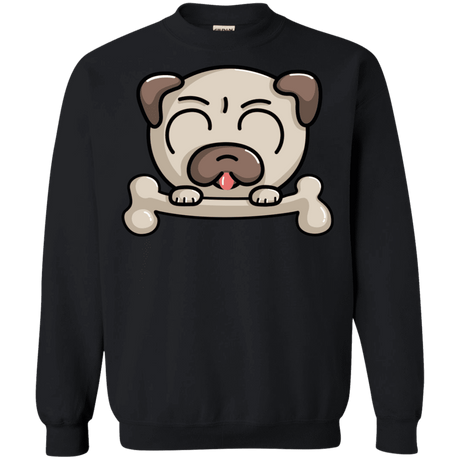 Sweatshirts Black / S Cute Pug and Bone Crewneck Sweatshirt