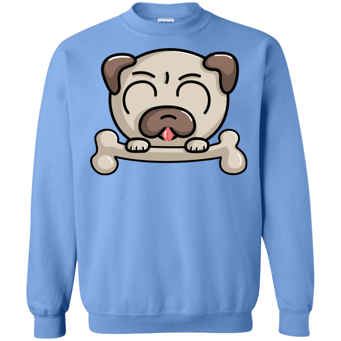 Sweatshirts Carolina Blue / S Cute Pug and Bone Crewneck Sweatshirt