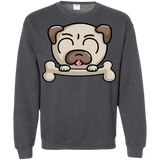 Sweatshirts Dark Heather / S Cute Pug and Bone Crewneck Sweatshirt