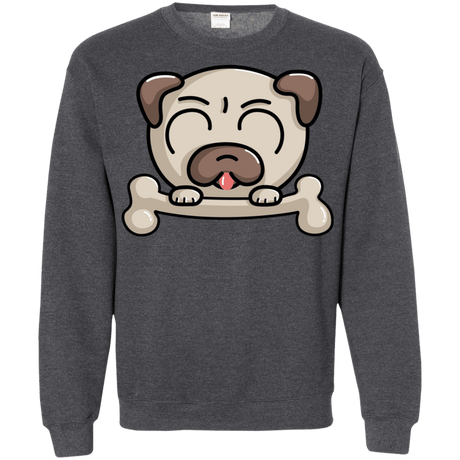 Sweatshirts Dark Heather / S Cute Pug and Bone Crewneck Sweatshirt