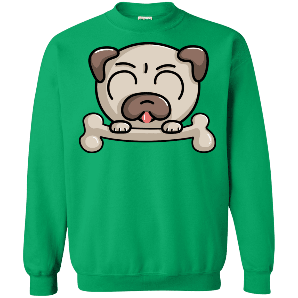 Sweatshirts Irish Green / S Cute Pug and Bone Crewneck Sweatshirt