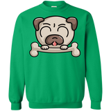 Sweatshirts Irish Green / S Cute Pug and Bone Crewneck Sweatshirt