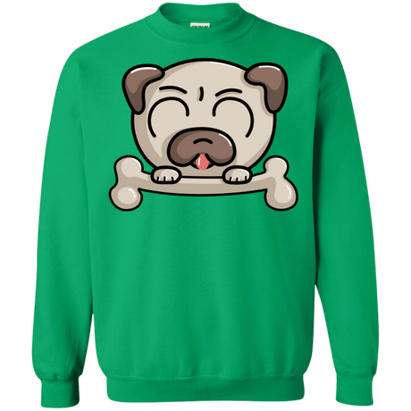 Sweatshirts Irish Green / S Cute Pug and Bone Crewneck Sweatshirt