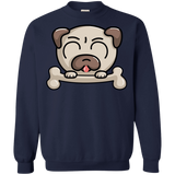 Sweatshirts Navy / S Cute Pug and Bone Crewneck Sweatshirt