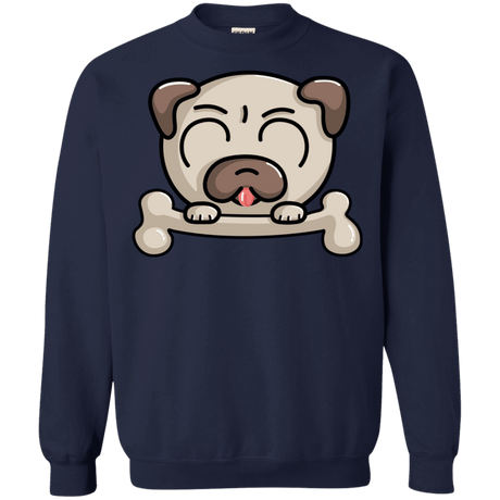 Sweatshirts Navy / S Cute Pug and Bone Crewneck Sweatshirt