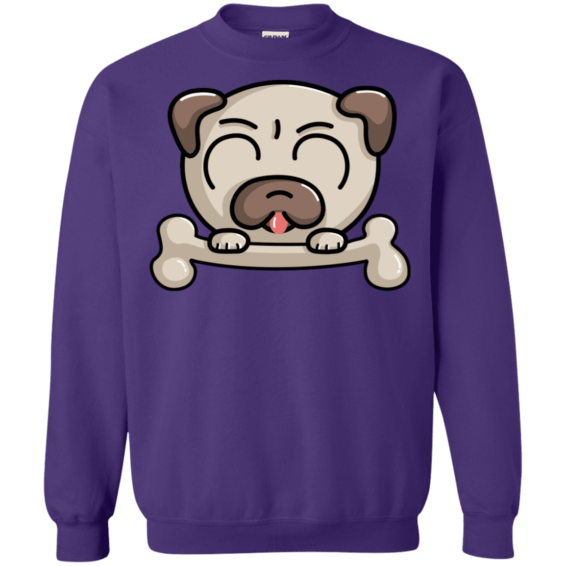 Sweatshirts Purple / S Cute Pug and Bone Crewneck Sweatshirt