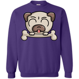 Sweatshirts Purple / S Cute Pug and Bone Crewneck Sweatshirt