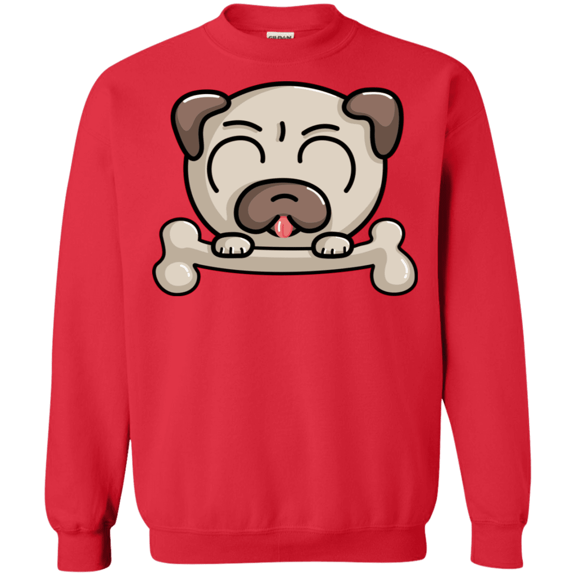 Sweatshirts Red / S Cute Pug and Bone Crewneck Sweatshirt