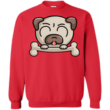 Sweatshirts Red / S Cute Pug and Bone Crewneck Sweatshirt