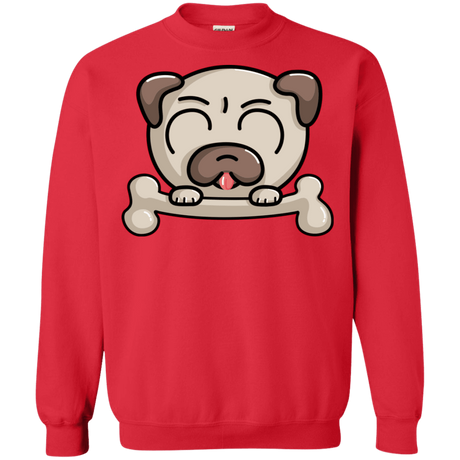 Sweatshirts Red / S Cute Pug and Bone Crewneck Sweatshirt