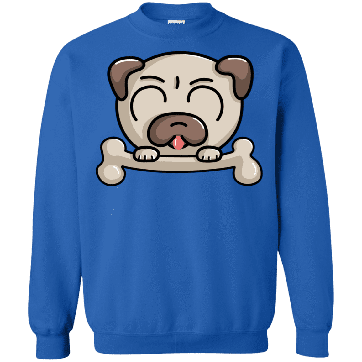 Sweatshirts Royal / S Cute Pug and Bone Crewneck Sweatshirt