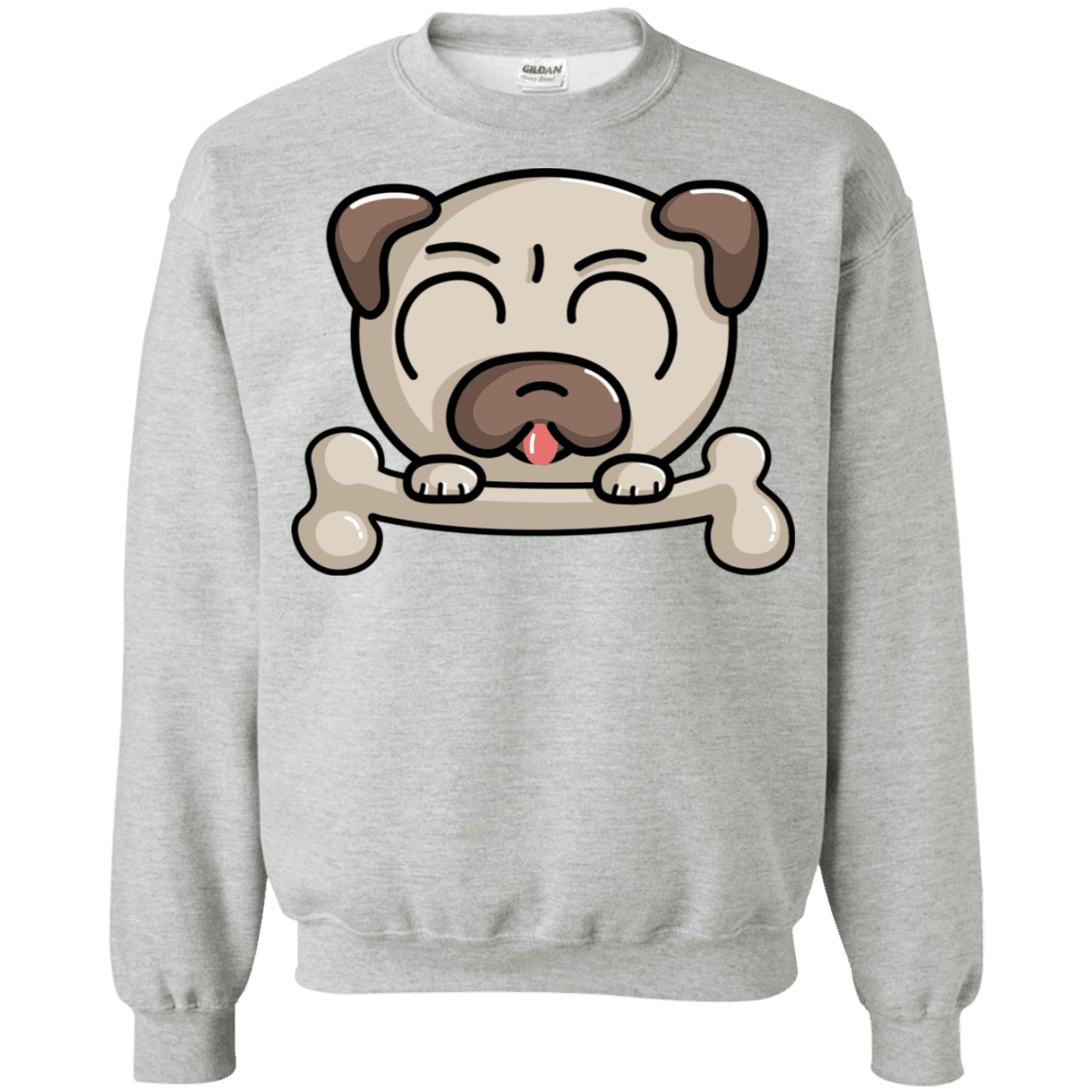 Sweatshirts Sport Grey / S Cute Pug and Bone Crewneck Sweatshirt