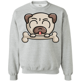 Sweatshirts Sport Grey / S Cute Pug and Bone Crewneck Sweatshirt