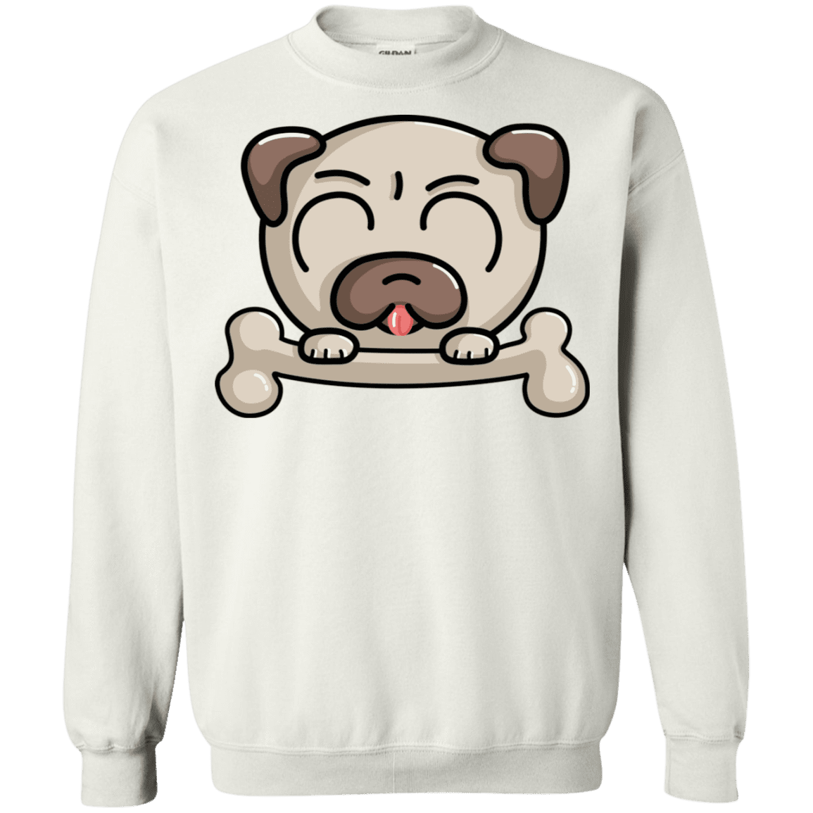 Sweatshirts White / S Cute Pug and Bone Crewneck Sweatshirt