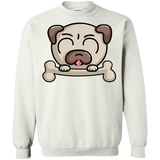 Sweatshirts White / S Cute Pug and Bone Crewneck Sweatshirt