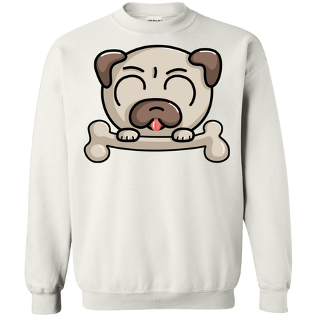 Sweatshirts White / S Cute Pug and Bone Crewneck Sweatshirt