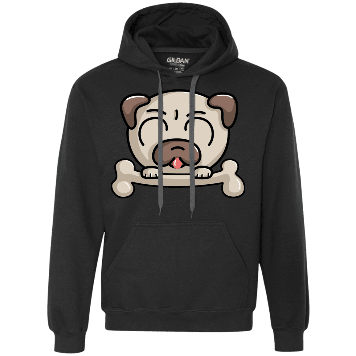 Sweatshirts Black / S Cute Pug and Bone Premium Fleece Hoodie