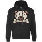 Sweatshirts Black / S Cute Pug and Bone Premium Fleece Hoodie