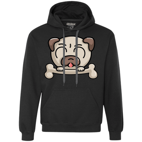 Sweatshirts Black / S Cute Pug and Bone Premium Fleece Hoodie