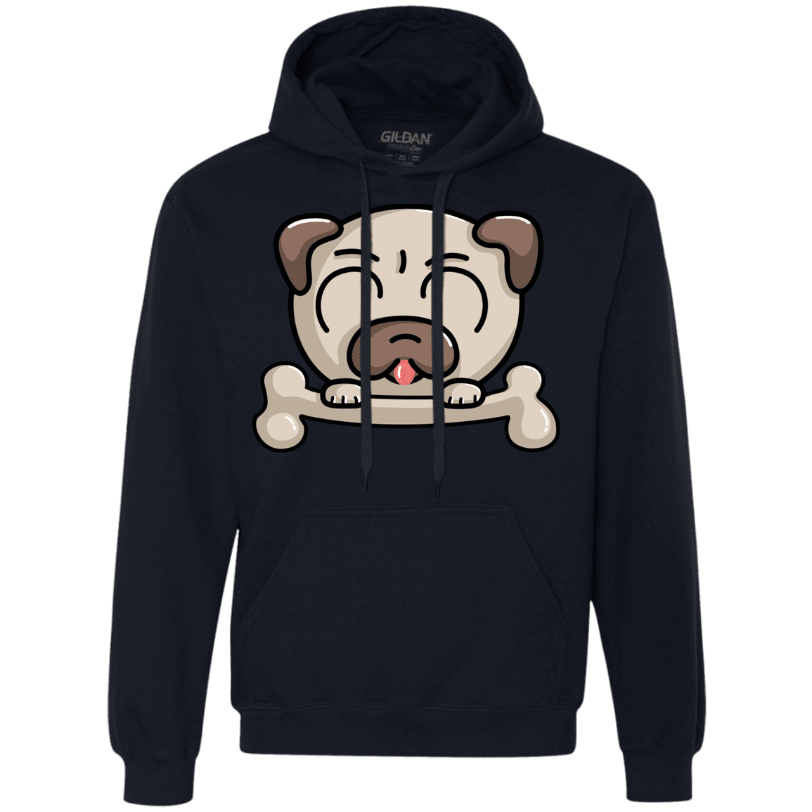 Sweatshirts Navy / S Cute Pug and Bone Premium Fleece Hoodie