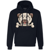 Sweatshirts Navy / S Cute Pug and Bone Premium Fleece Hoodie