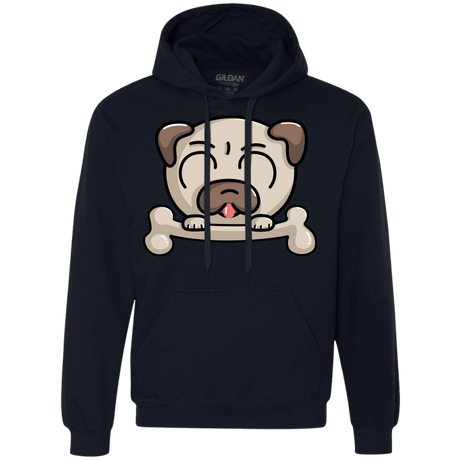 Sweatshirts Navy / S Cute Pug and Bone Premium Fleece Hoodie