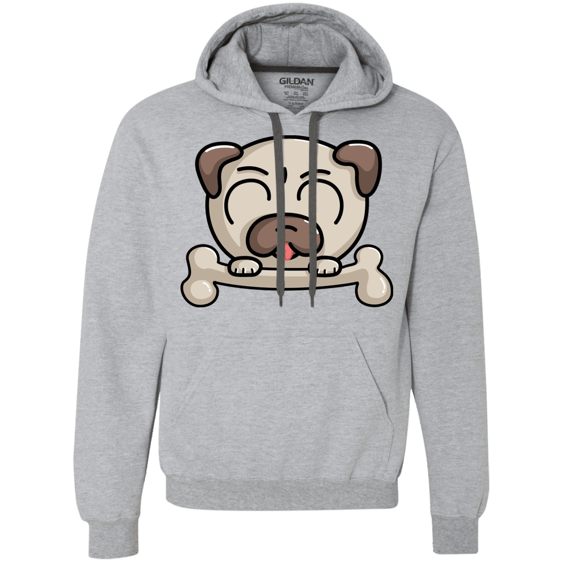 Sweatshirts Sport Grey / S Cute Pug and Bone Premium Fleece Hoodie